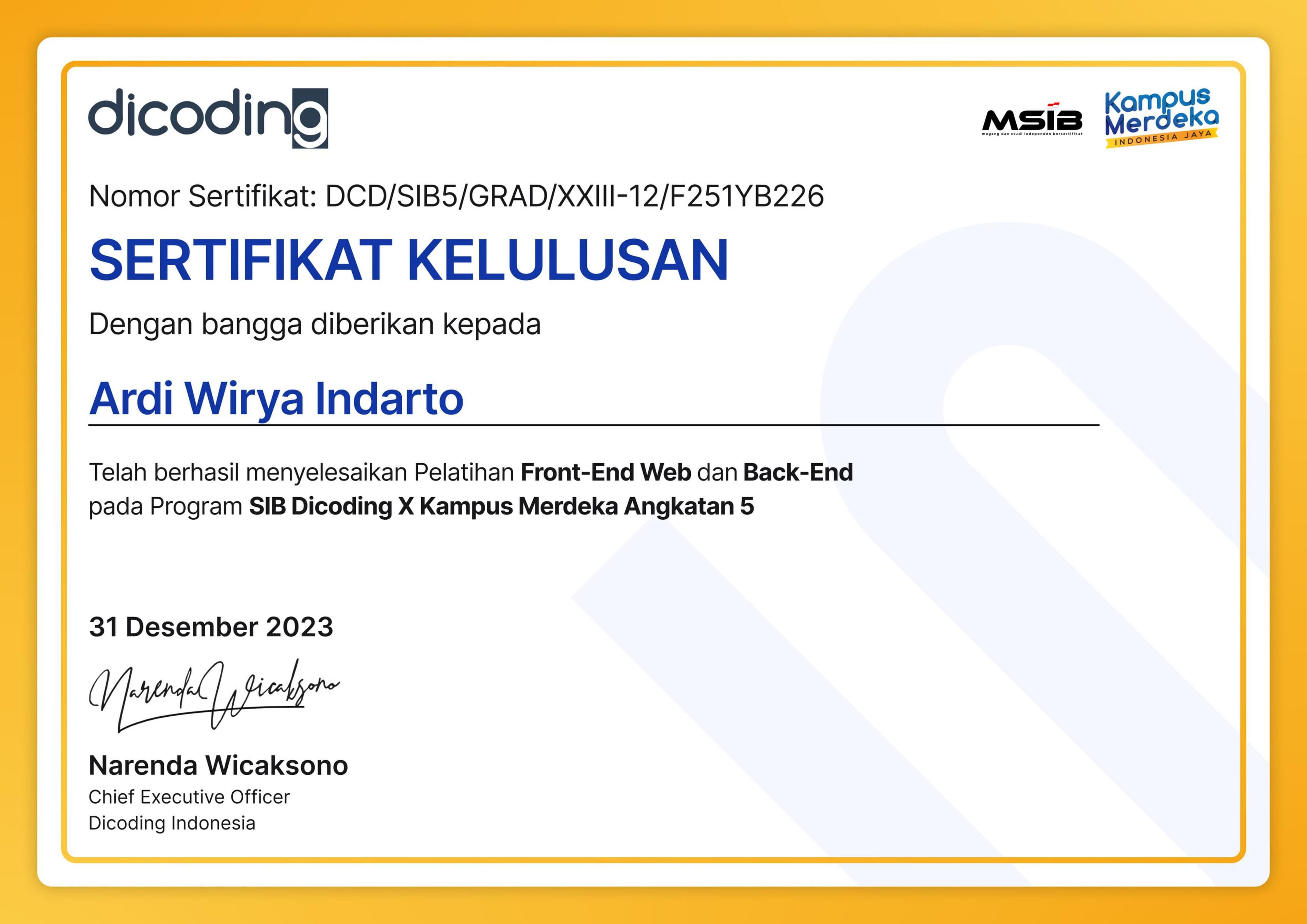 MSIB Cycle 5 - Certified Independent Study